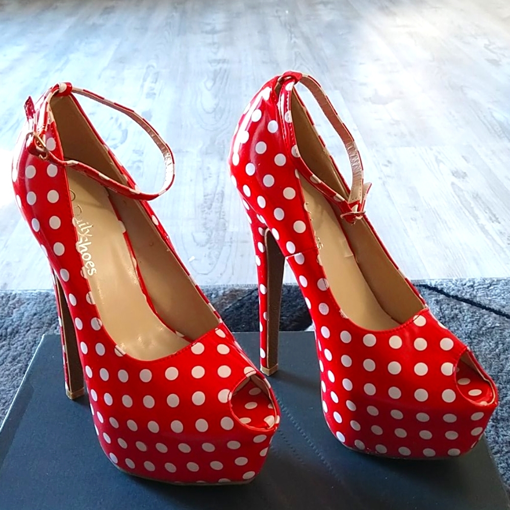 Red polka dot stilettos